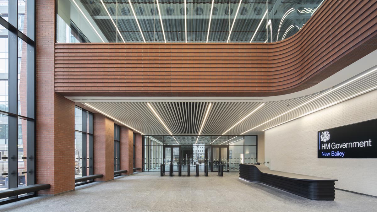 3 New Bailey Manchester Ketley profiled brickwork inside in reception