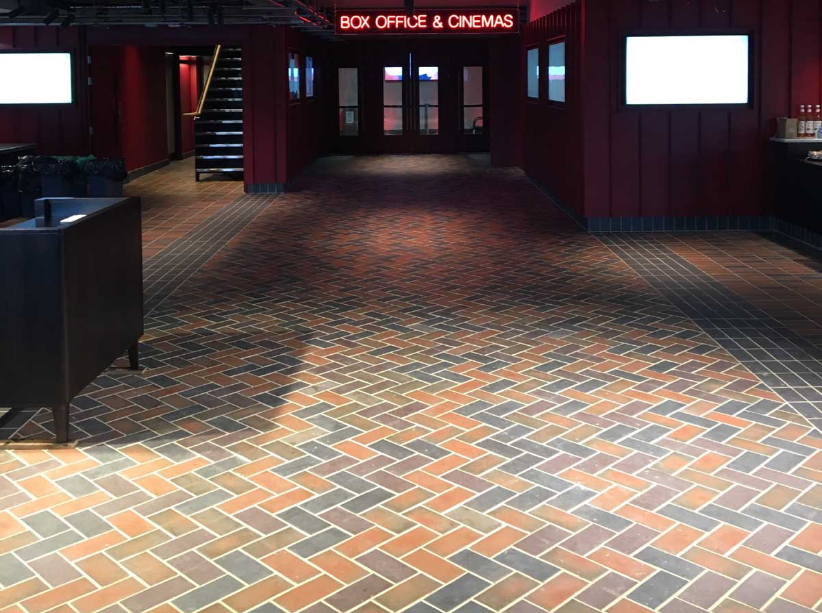 A mixed blend of quarry tiles at London BFI on the Southbank