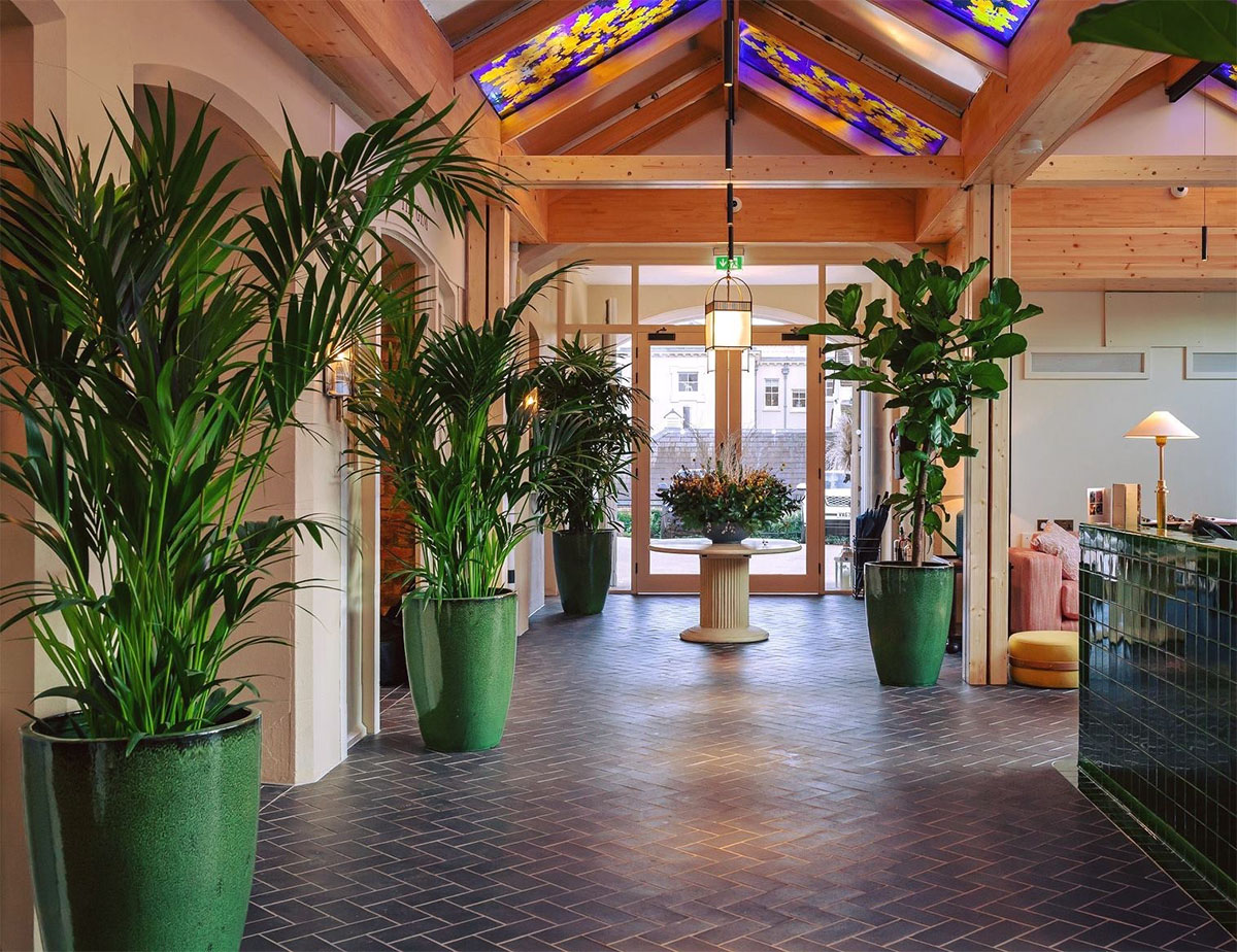 Beaverbrook Spa with Ketley Staffs blue quarry tiles in a herringbone pattern