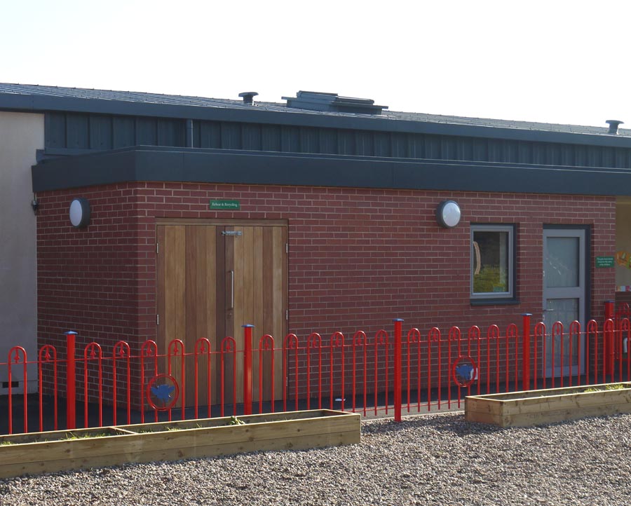 Staffs  Red Smooth brick slips at a childrens nursery in Worcs