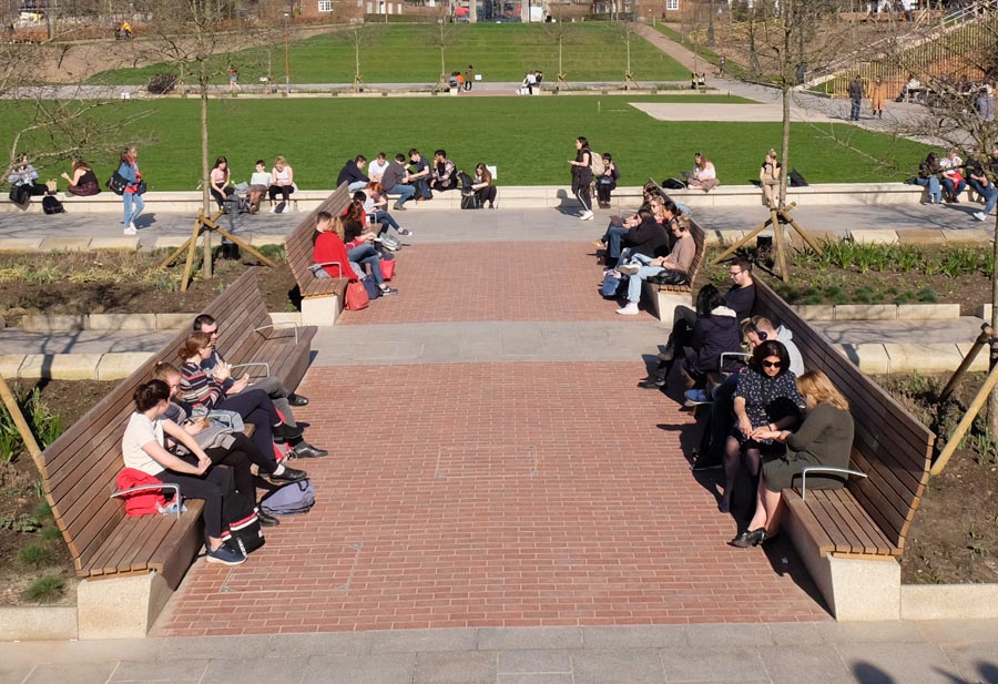 Green Heart Birmingham University Ketley Red pavers