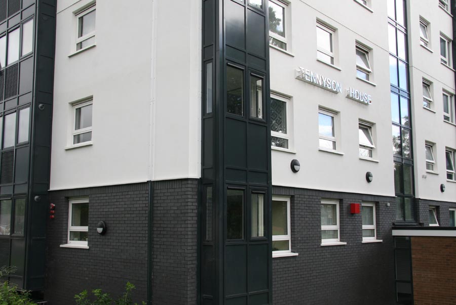 Ketley Staffs  blue brick slips as part of an external wall insulation system on a tower block in Birmingham