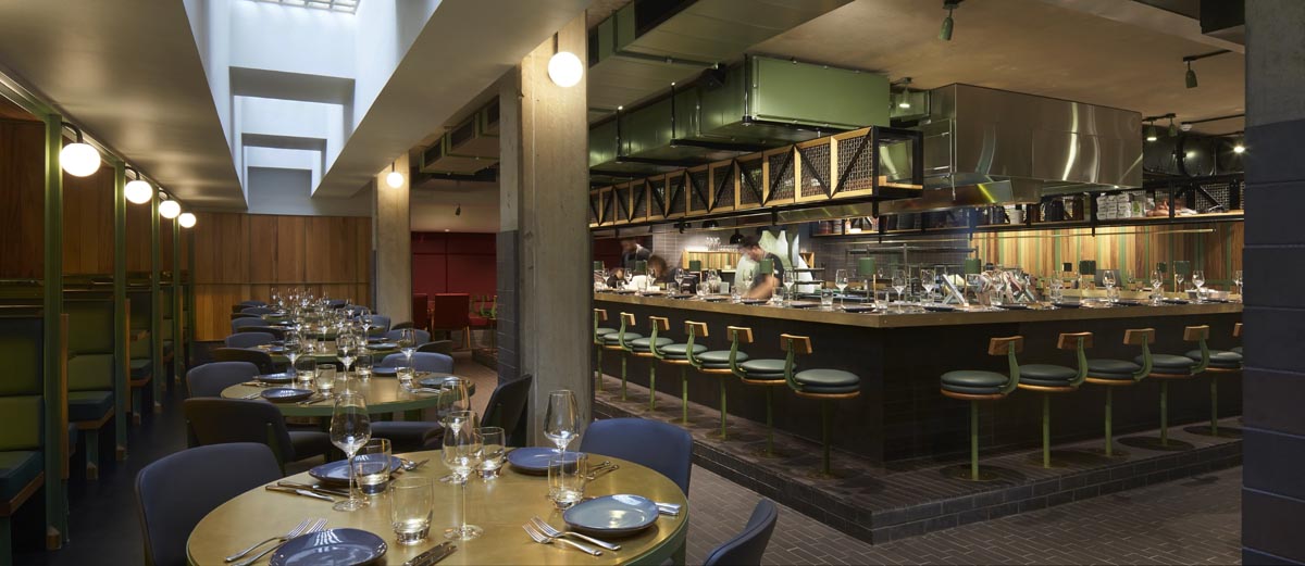 Ketley Quarry Tiles clad the floor and bar area at Temper Restaurant
