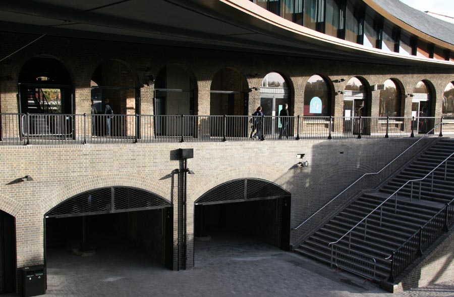 Ketley Staffs blue bricks at new retail space Coal Drops Yard