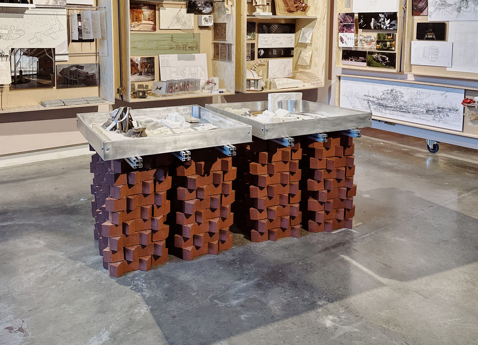 Ketley Vision bricks create table for the end of year show at the Bartlett School of Architecture