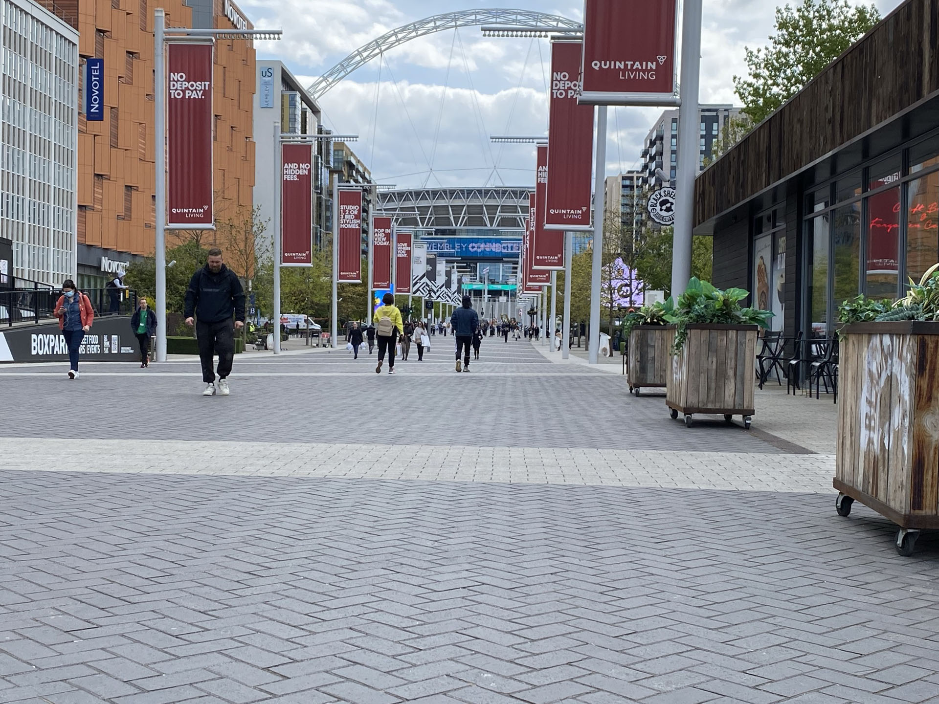 Ketley blue chamfered pavers at Olympic Way Wembley