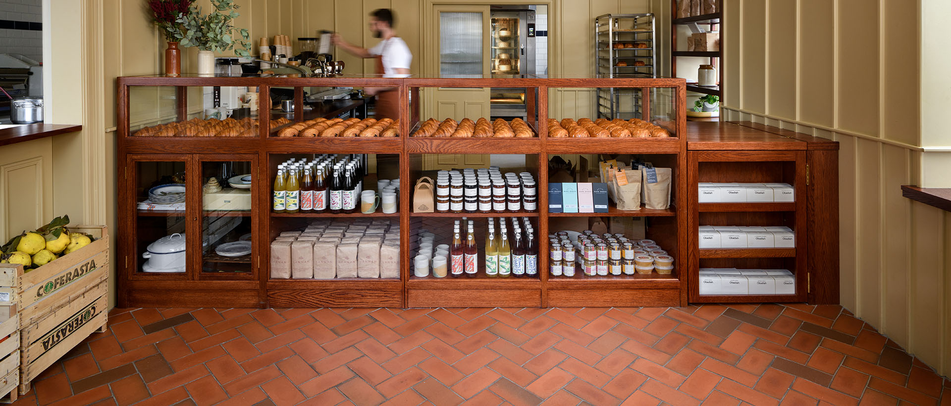 LANNAN Bakery Edinburgh by Ossian Architects with light multi quarry tiles