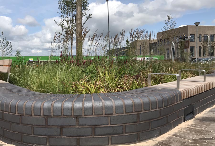 Staffordshire blue brick planters at Wichelstowe