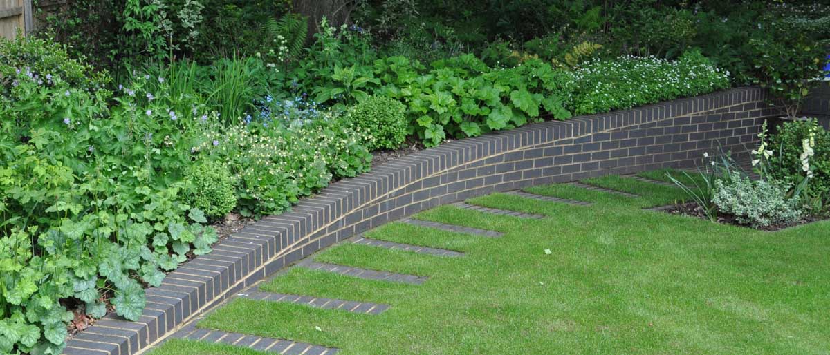 Staffs blue bricks in a London garden