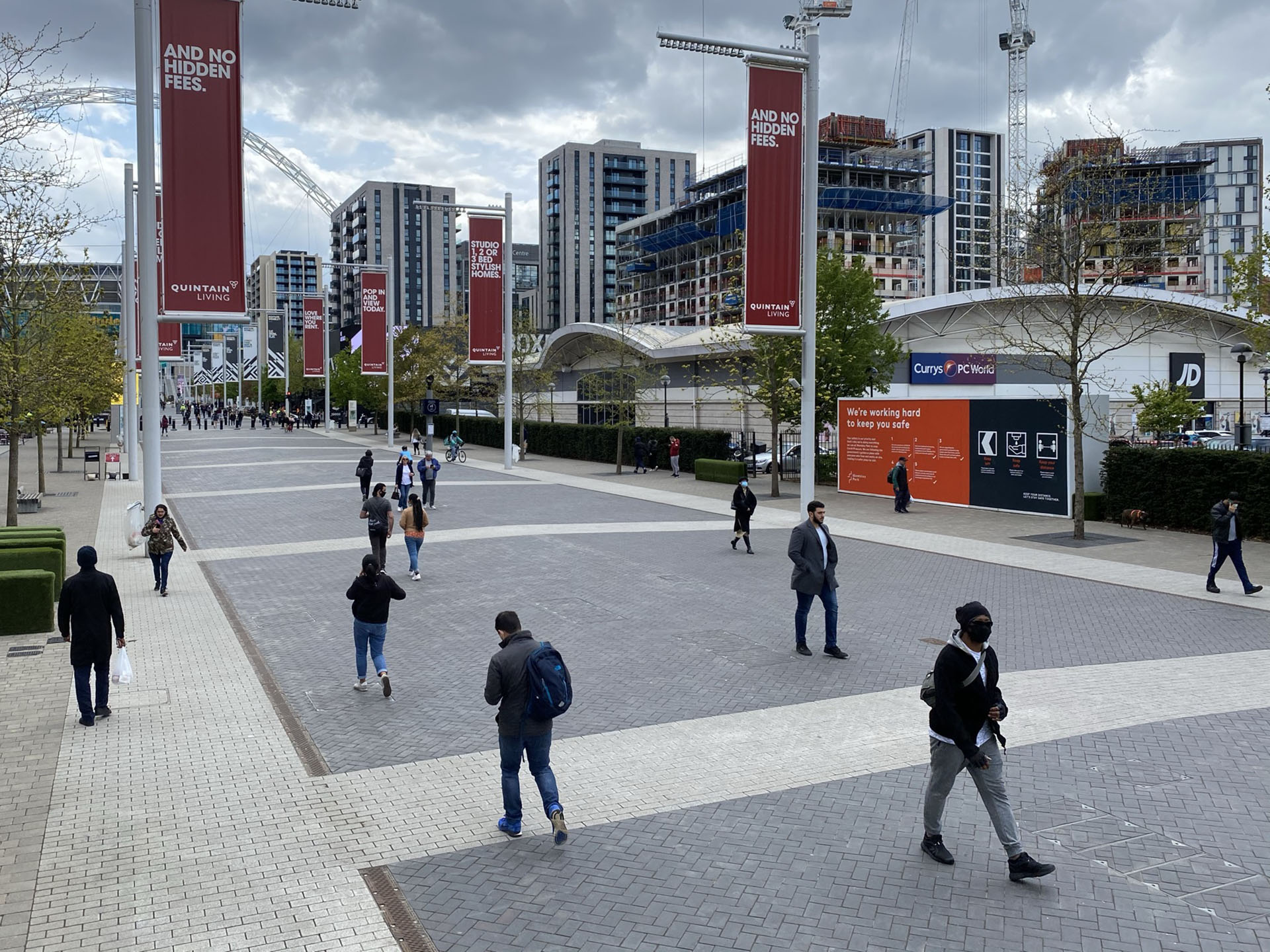 blue chamfered clay pavers at Wembley Way London