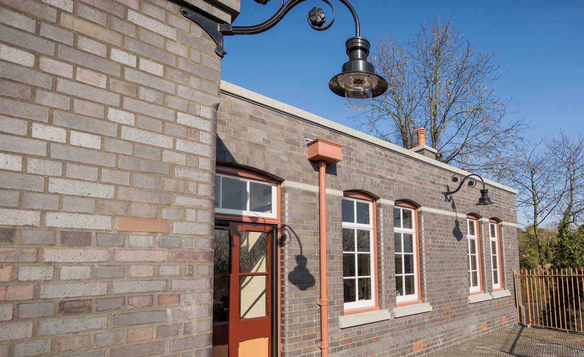 blue multi bricks rereate a Victorian railway building at Bridgnorth Station