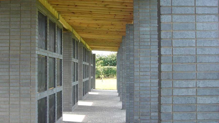 Wilbury Hills Cemetery with stackbonded Staffs Blue bricks