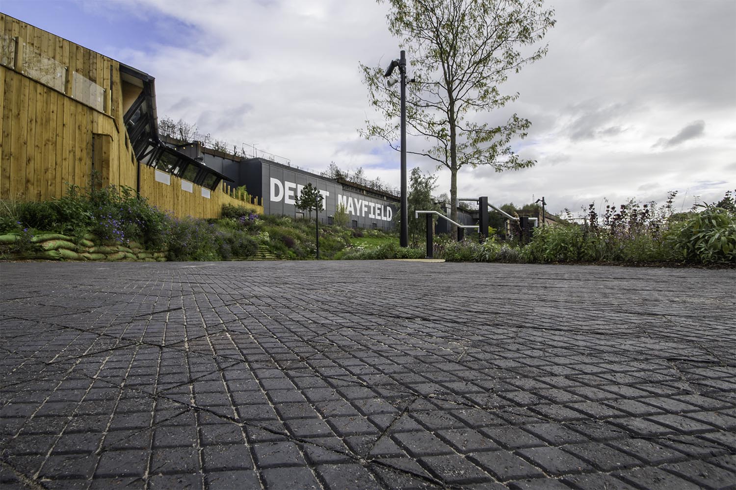 diamond chequer pavers at Mayfield Park in Manchester