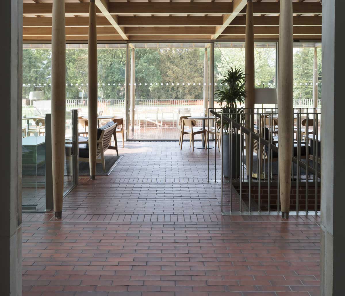 light multi quarry tiles in the new cafeteria at Jesus College Cambridge