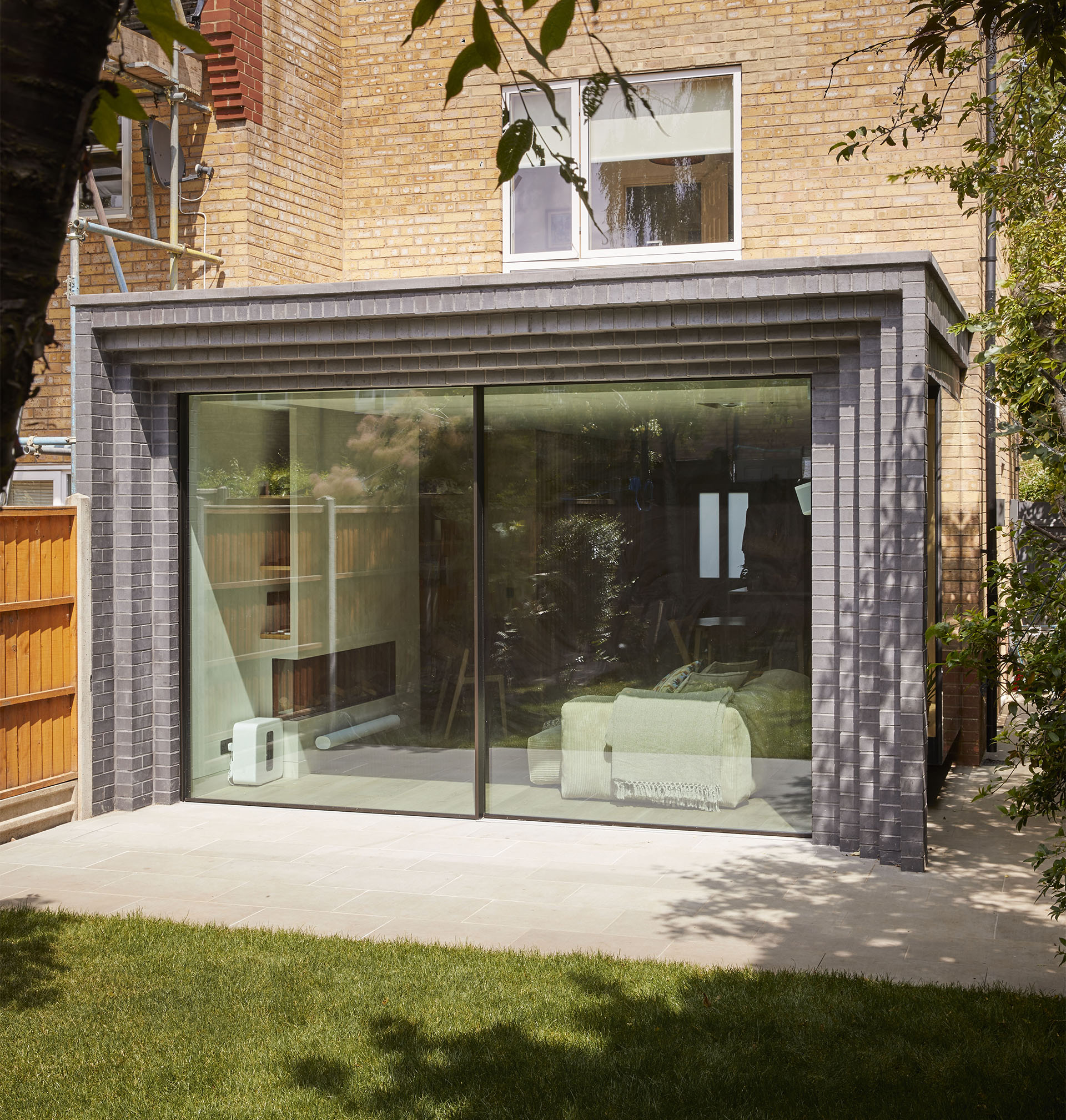 new stepped brick slip extension to East London property by Lemos Architecture
